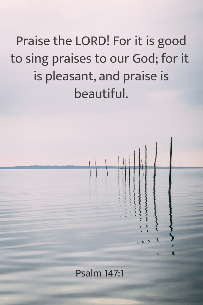 Praise the LORD! For it is good to sing praises to our God; for it is pleasant, and praise is beautiful. - Psalm 147:1