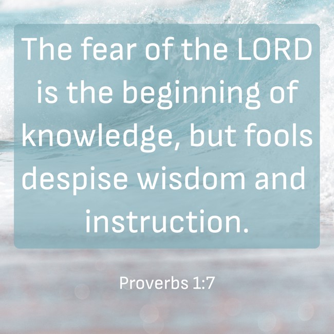 The fear of the LORD is the beginning of knowledge, but fools despise wisdom and instruction. - Proverbs 1:7