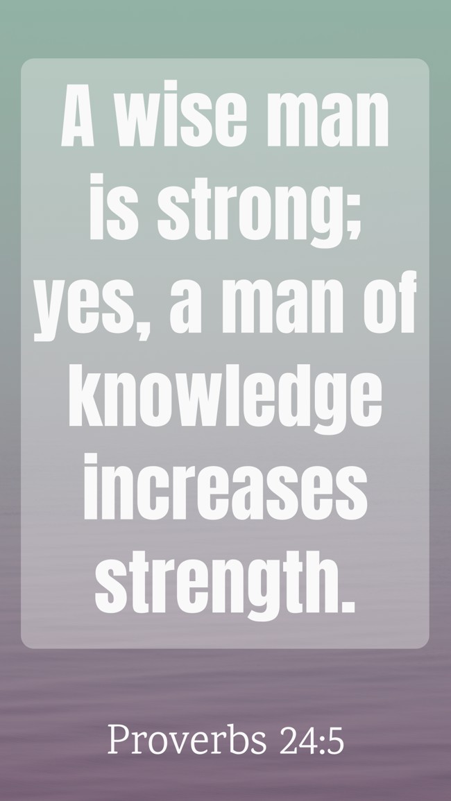 A wise man is strong; yes, a man of knowledge increases strength. - Proverbs 24:5