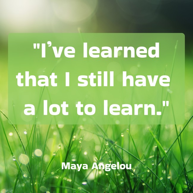 I’ve learned that I still have a lot to learn. - Maya Angelou