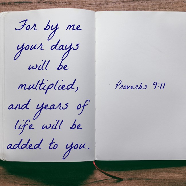 For by me your days will be multiplied, and years of life will be added to you. - Proverbs 9:11