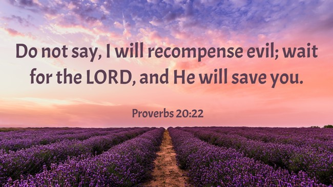 Do not say, I will recompense evil; wait for the LORD, and He will save you. - Proverbs 20:22