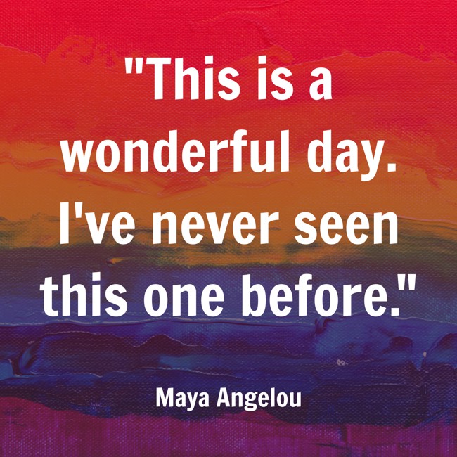 This is a wonderful day. I've never seen this one before. - Maya Angelou