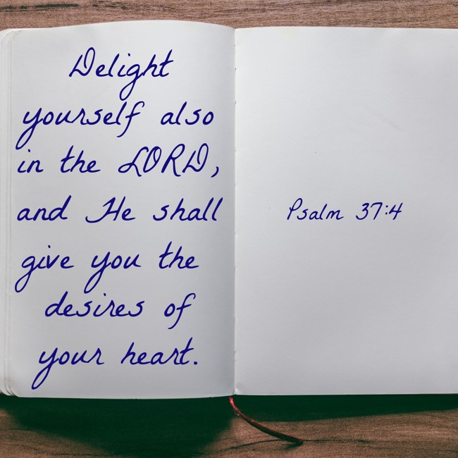 Delight yourself also in the LORD, and He shall give you the desires of your heart. - Psalm 37:4