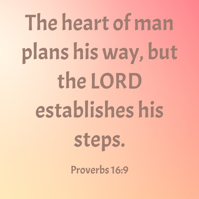 The heart of man plans his way, but the LORD establishes his steps. - Proverbs 16:9