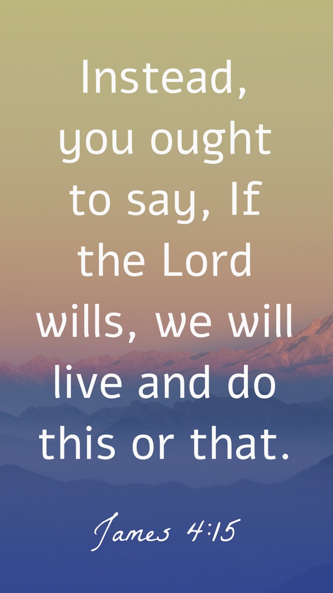 Instead, you ought to say, If the Lord wills, we will live and do this or that. - James 4:15
