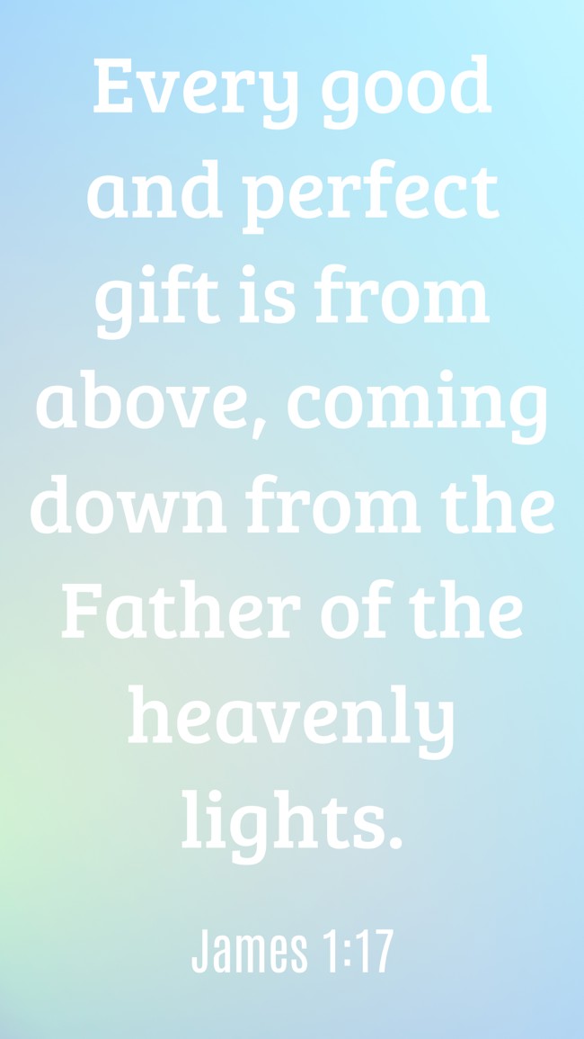 Every good and perfect gift is from above, coming down from the Father of the heavenly lights. - James 1:17