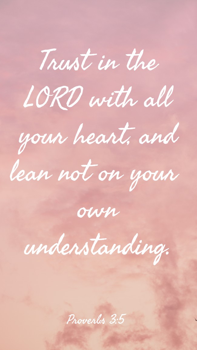 Trust in the LORD with all your heart, and lean not on your own understanding. - Proverbs 3:5