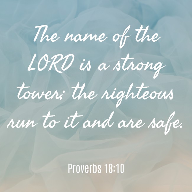 The name of the LORD is a strong tower; the righteous run to it and are safe. - Proverbs 18:10