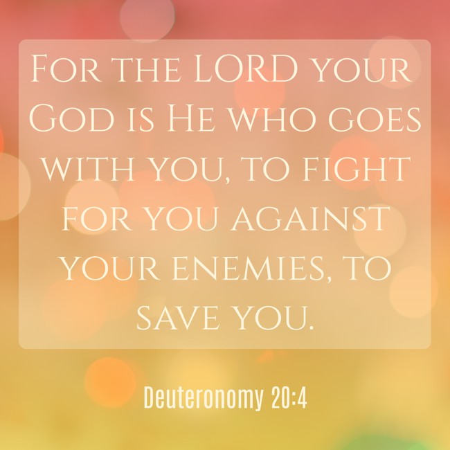 For the LORD your God is He who goes with you, to fight for you against your enemies, to save you. - Deuteronomy 20:4