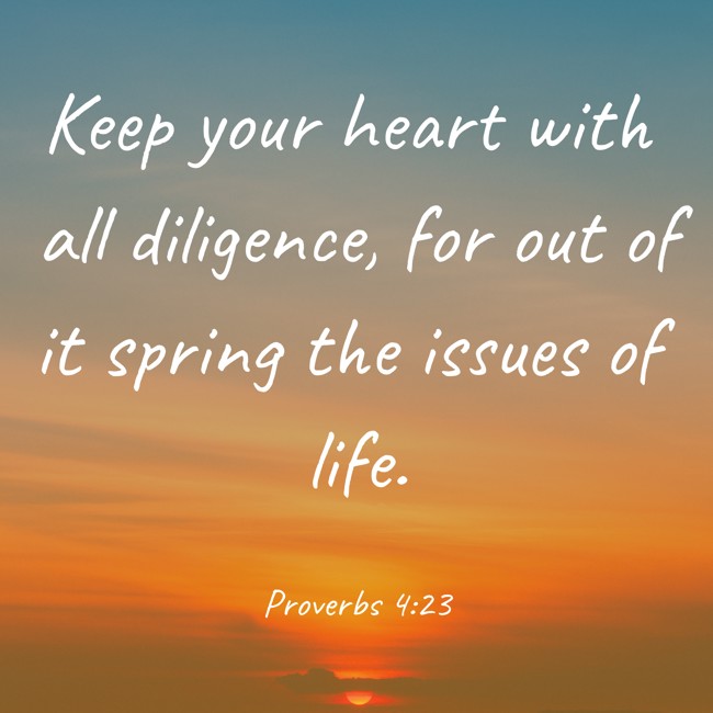 Keep your heart with all diligence, for out of it spring the issues of life. - Proverbs 4:23