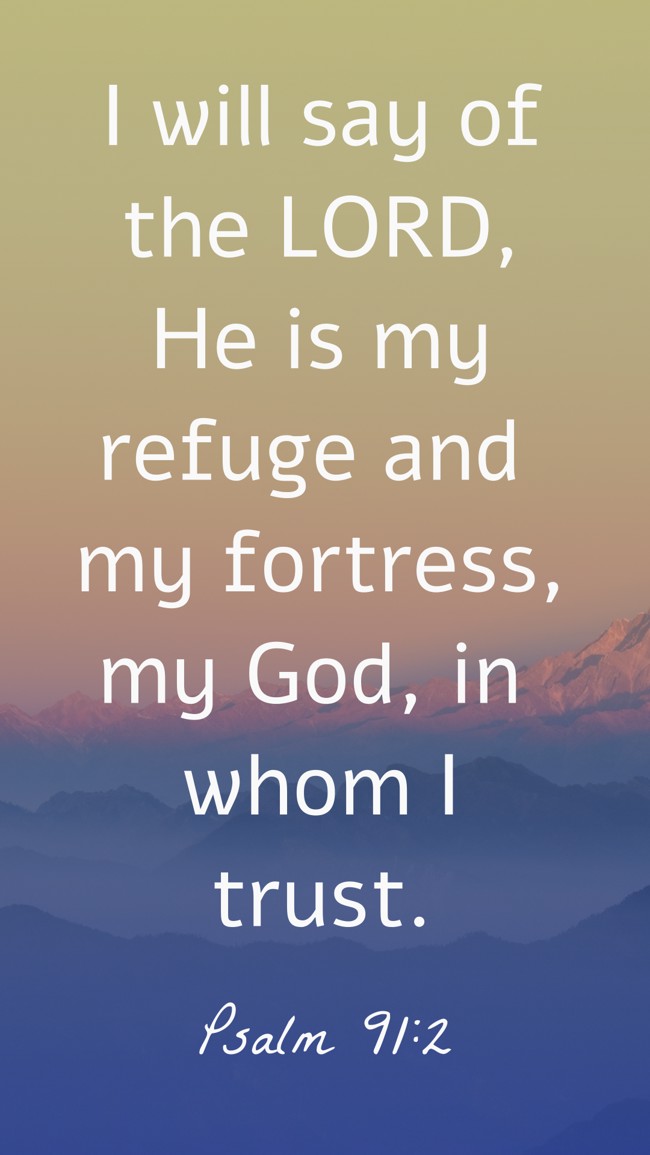 I will say of the LORD, He is my refuge and my fortress, my God, in whom I trust. - Psalm 91:2