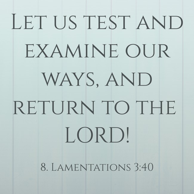 Let us test and examine our ways, and return to the LORD! - 8. Lamentations 3:40