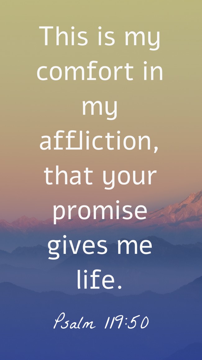 This is my comfort in my affliction, that your promise gives me life. - Psalm 119:50