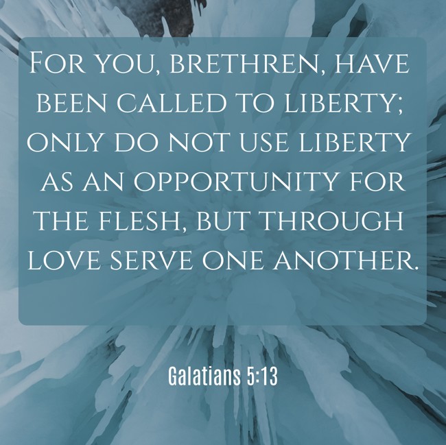 For you, brethren, have been called to liberty; only do not use liberty as an opportunity for the flesh, but through love serve one another. - Galatians 5:13