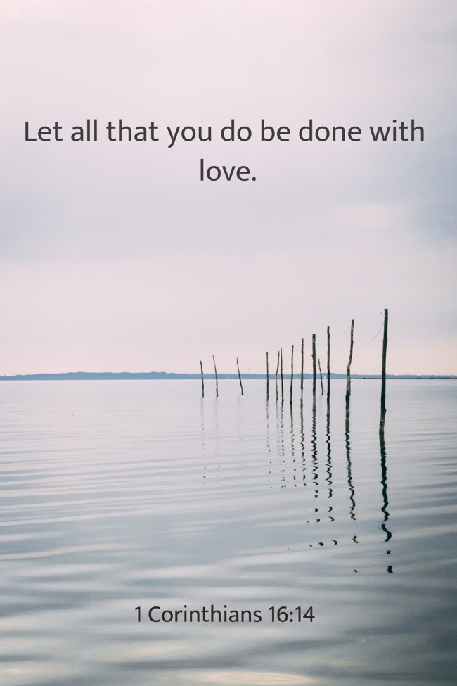 Let all that you do be done with love. - 1 Corinthians 16:14