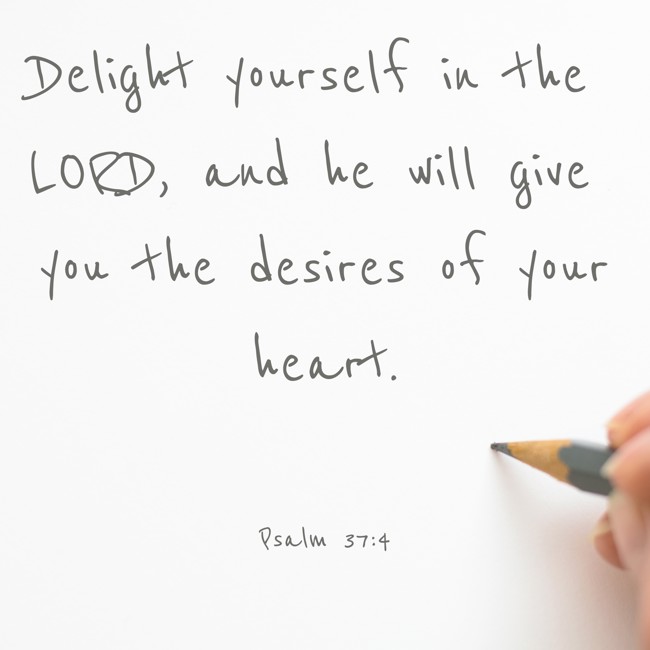 Delight yourself in the LORD, and he will give you the desires of your heart. - Psalm 37:4