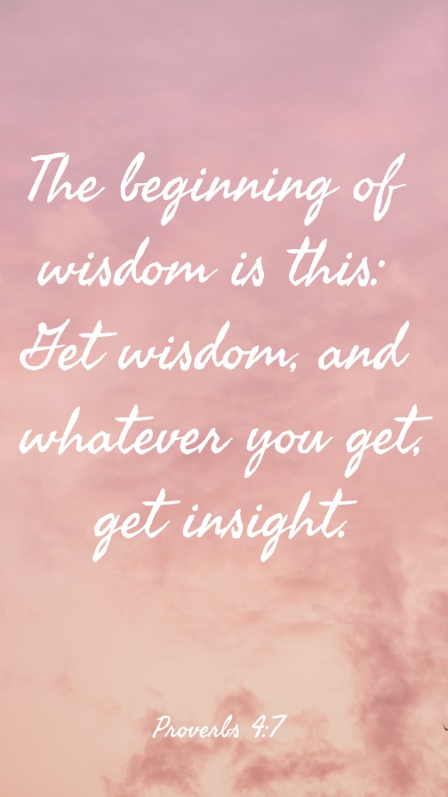The beginning of wisdom is this: Get wisdom, and whatever you get, get insight. - Proverbs 4:7