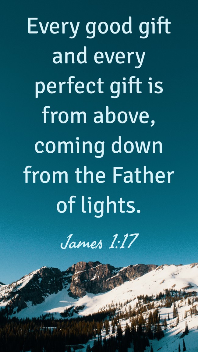 Every good gift and every perfect gift is from above, coming down from the Father of lights. - James 1:17