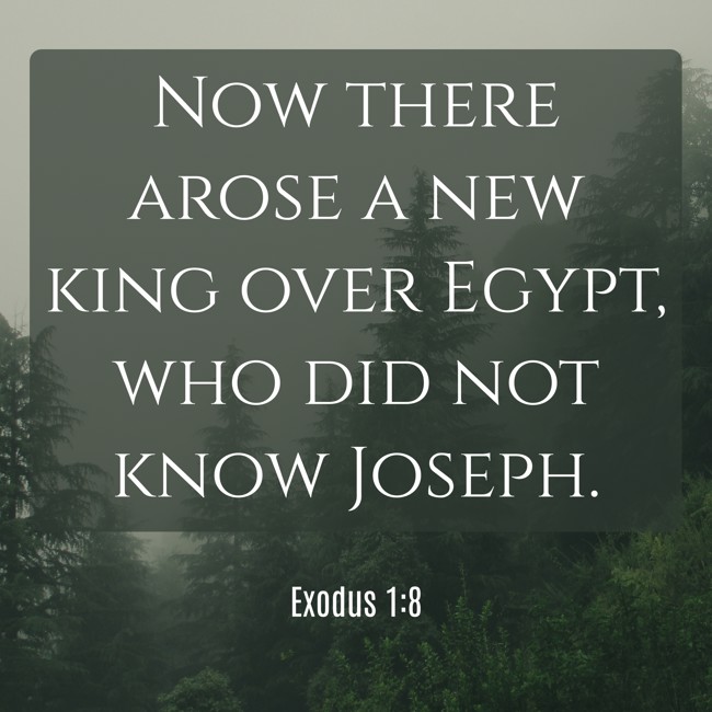 Now there arose a new king over Egypt, who did not know Joseph. - Exodus 1:8