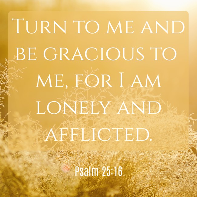Turn to me and be gracious to me, for I am lonely and afflicted. - Psalm 25:16