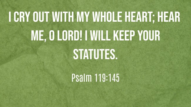 I cry out with my whole heart; Hear me, O LORD! I will keep Your statutes. - Psalm 119:145