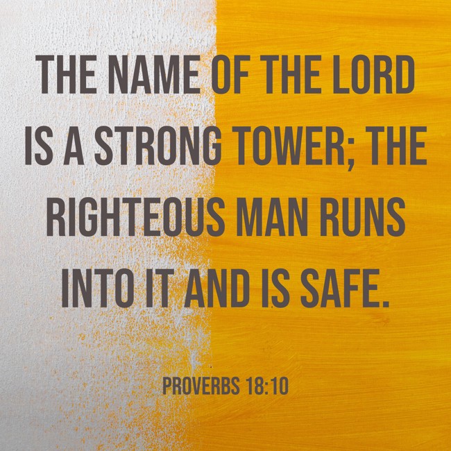 The name of the LORD is a strong tower; the righteous man runs into it and is safe. - Proverbs 18:10
