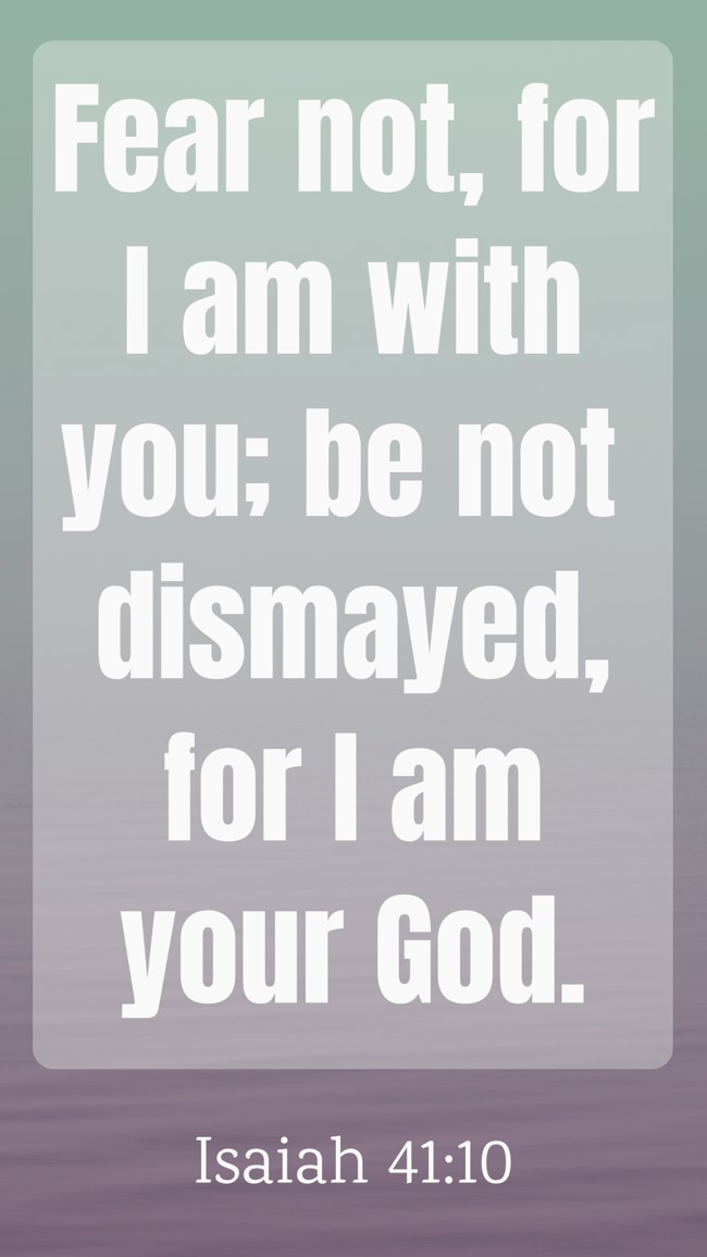 Fear not, for I am with you; be not dismayed, for I am your God. - Isaiah 41:10