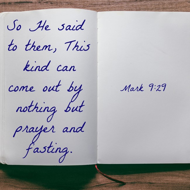 So He said to them, This kind can come out by nothing but prayer and fasting. - Mark 9:29