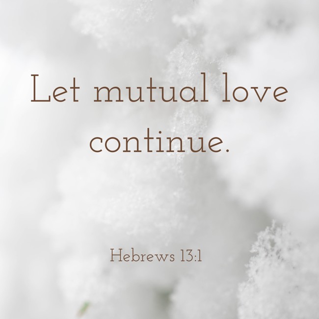 Let mutual love continue. - Hebrews 13:1