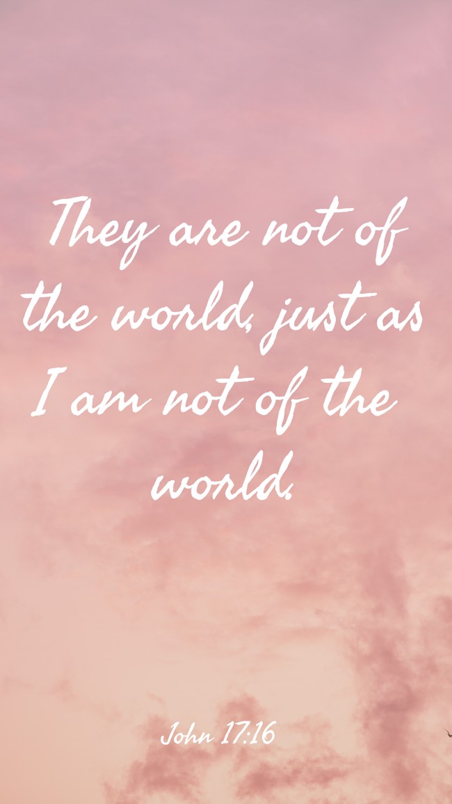 They are not of the world, just as I am not of the world. - John 17:16