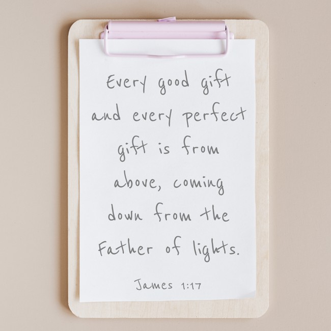 Every good gift and every perfect gift is from above, coming down from the Father of lights. - James 1:17