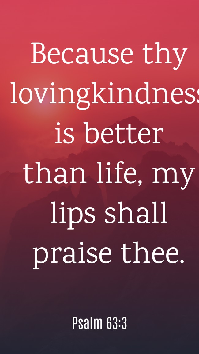 Because thy lovingkindness is better than life, my lips shall praise thee. - Psalm 63:3
