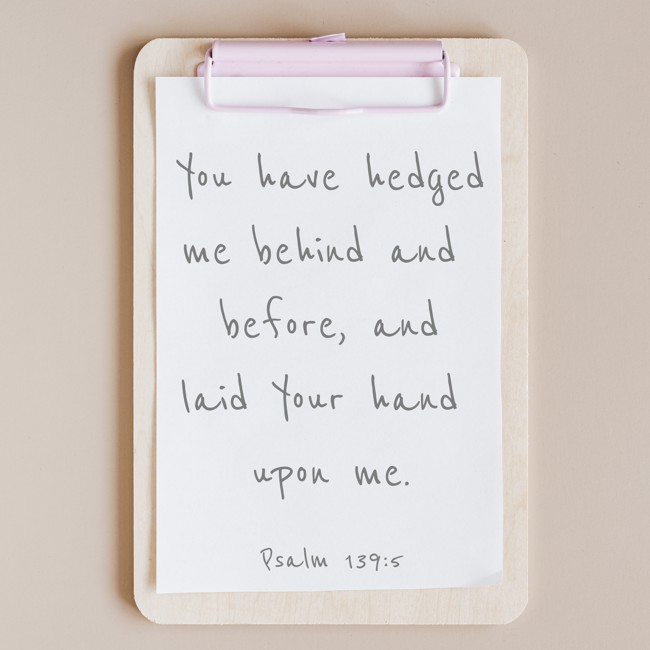 You have hedged me behind and before, and laid Your hand upon me. - Psalm 139:5