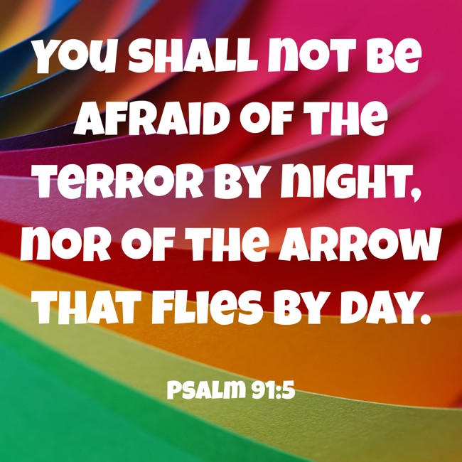 You shall not be afraid of the terror by night, nor of the arrow that flies by day. - Psalm 91:5