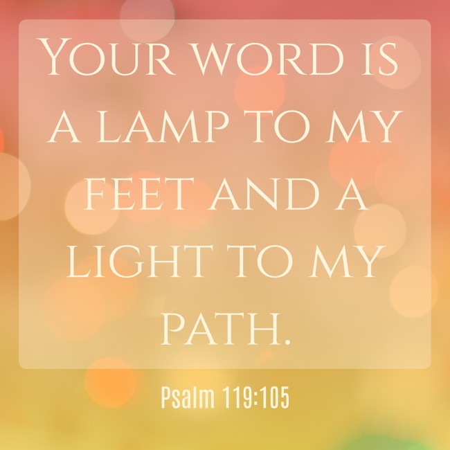  Your word is a lamp to my feet and a light to my path.   - Psalm 119:105 