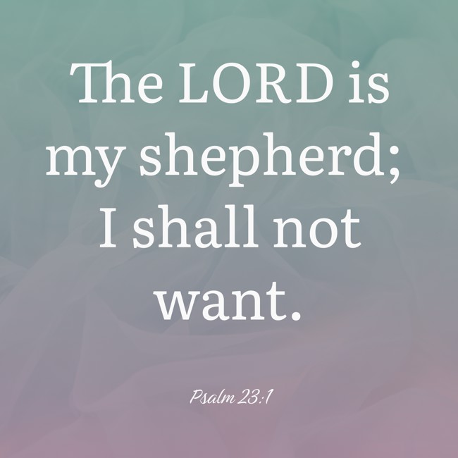 The LORD is my shepherd; I shall not want. - Psalm 23:1