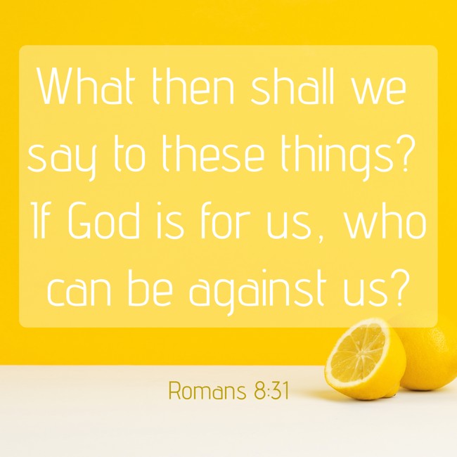  What then shall we say to these things? If God is for us, who can be against us?   - Romans 8:31 