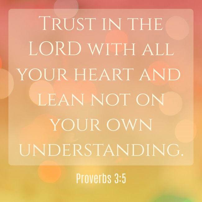 Trust in the LORD with all your heart and lean not on your own understanding. - Proverbs 3:5