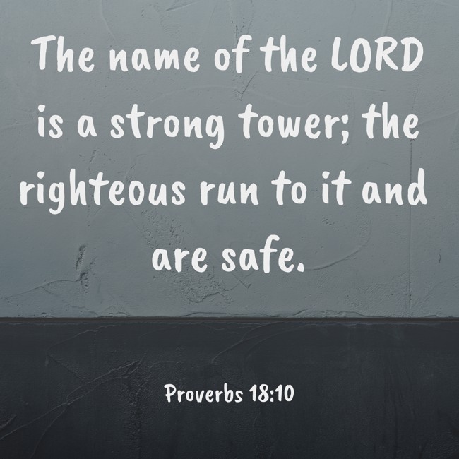 The name of the LORD is a strong tower; the righteous run to it and are safe. - Proverbs 18:10