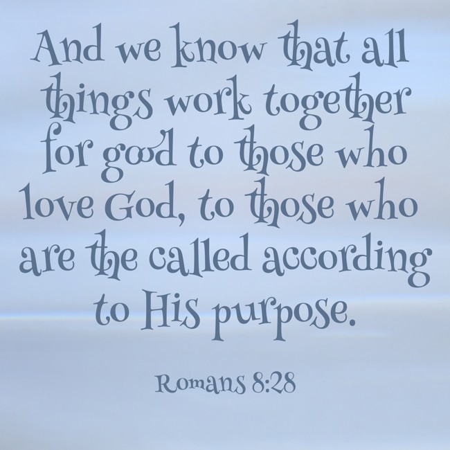  And we know that all things work together for good to those who love God, to those who are the called according to His purpose.   - Romans 8:28 