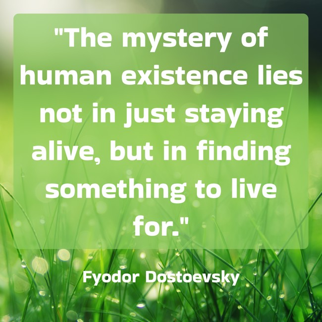 The mystery of human existence lies not in just staying alive, but in finding something to live for. - Fyodor Dostoevsky