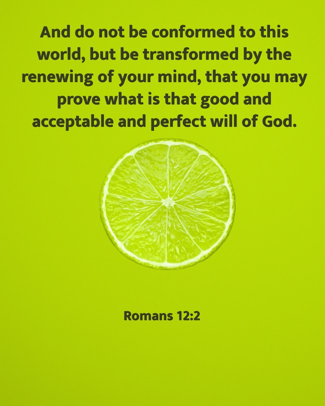 And do not be conformed to this world, but be transformed by the renewing of your mind, that you may prove what is that good and acceptable and perfect will of God. - Romans 12:2