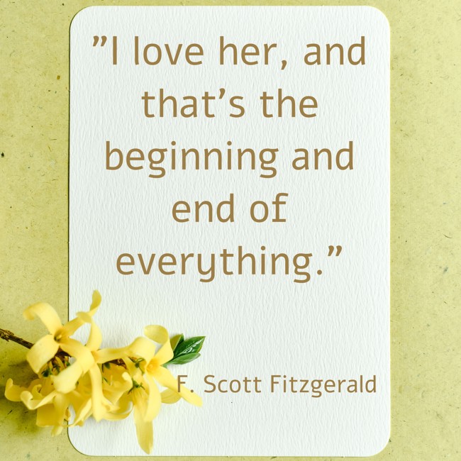 I love her, and that’s the beginning and end of everything. - F. Scott Fitzgerald