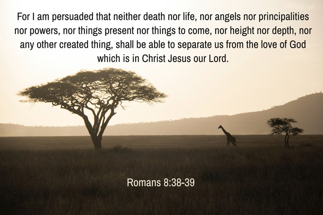 For I am persuaded that neither death nor life, nor angels nor principalities nor powers, nor things present nor things to come, nor height nor depth, nor any other created thing, shall be able to separate us from the love of God which is in Christ Jesus our Lord. - Romans 8:38-39