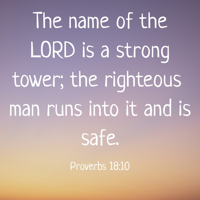 The name of the LORD is a strong tower; the righteous man runs into it and is safe. - Proverbs 18:10