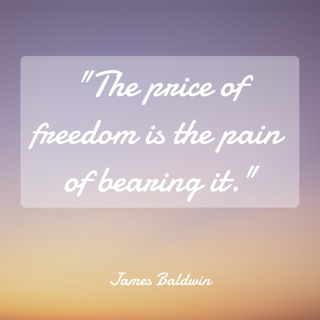 The price of freedom is the pain of bearing it. - James Baldwin