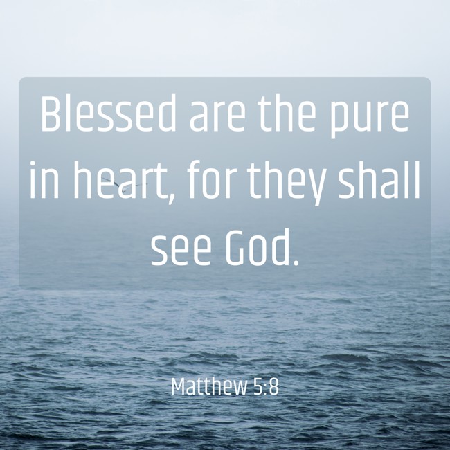 Blessed are the pure in heart, for they shall see God. - Matthew 5:8