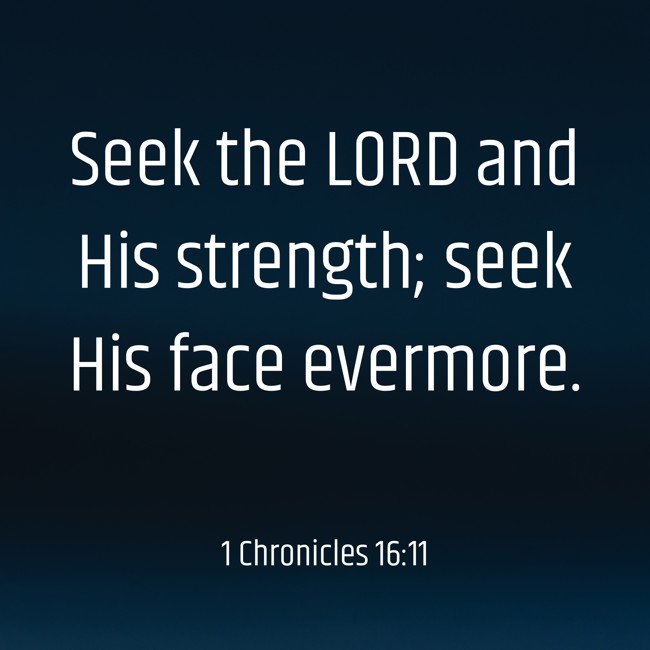 Seek the LORD and His strength; seek His face evermore. - 1 Chronicles 16:11