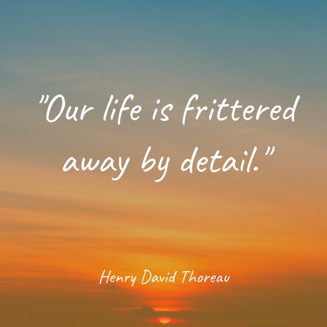 Our life is frittered away by detail. - Henry David Thoreau